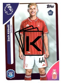 fotbalová kartička 2025-26 Topps  Premier League 241 Zach Abbott (Nottingham Forest)  -  Rookie