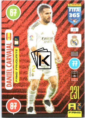 fotbalová karta Panini Adrenalyn XL FIFA 365 2021 Fans´ Favourite  32 Daniel Carvajal Real Madrid CF