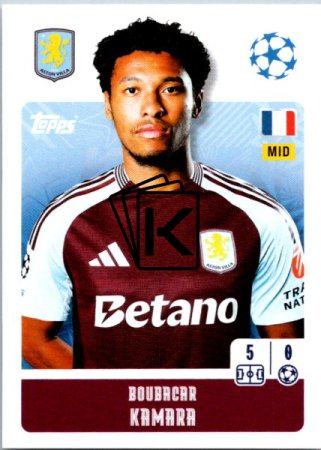 2024-25 Topps Champions League 70 Boubacar Kamara (Aston Villa)