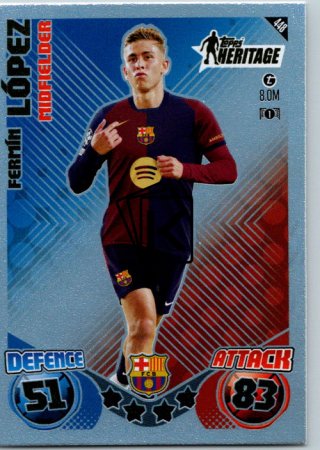 fotbalová kartička 2024-25 Topps Match Attax UEFA Club Competitions Topps Heritage 448 Fermín López (FC Barcelona)
