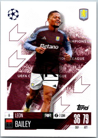 fotbalová kartička 2024-25 Topps Match Attax UEFA Club Competitions 8 Leon Bailey (Aston Villa)