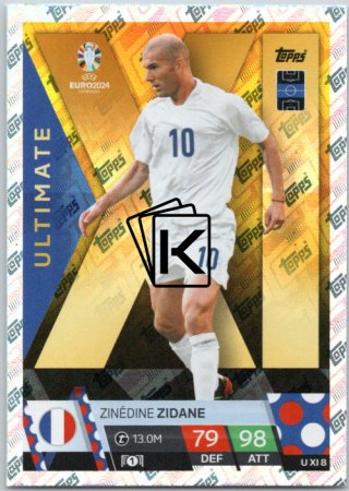 fotbalová karta Topps Match Attax EURO 2024 Ultimate XI8 Zinédine Zidane (France)