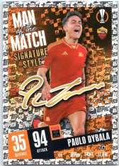 Fotbalová kartička 2023-24 Topps Match Attax UEFA Club Competitions  Man of the Match Signature Style 429	Paulo Dybala	AS Roma