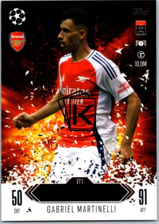 Fotbalová kartička 2024-25 Topps Match Attax EXTRA UEFA Club Competitions Explosive Talent Limited Edition ET 1.  Gabriel Msrtinelli (Arsenal)