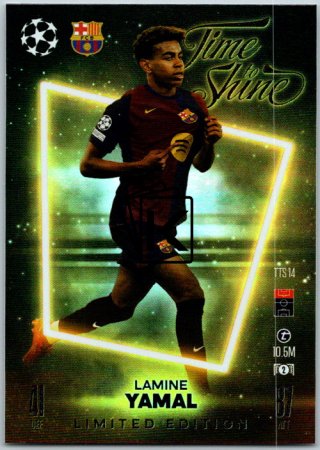 fotbalová kartička 2024-25 Topps Match Attax UEFA Club Competitions Limited Edition Time To Shine TTS14 Lamine Yamal (FC Barcelona)