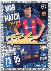 Fotbalová kartička 2023-24 Topps Match Attax UEFA Club Competitions  Man of the Match Signature Style 412 Pedri FC Barcelona