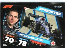 2022 Topps Formule 1Turbo Attax F1 Speedster150 Nicholas Latifi (Williams)