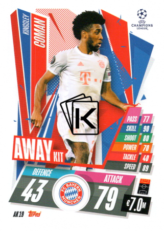 fotbalová kartička 2020-21 Topps Match Attax Champions League Extra Top Away Kit AK19 Kingsley Coman FC Bayern München