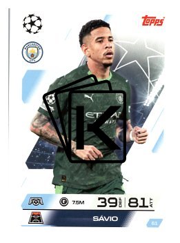 fotbalová kartička 2025-26 Topps Match Attax UCC 61 Sávio (Manchester City)