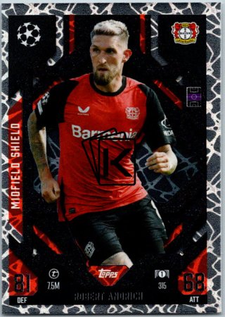 Fotbalová kartička 2024-25 Topps Match Attax EXTRA UEFA Club Competitions Midfield Shield 315 Robert Andrich (Bayer 04 Leverkusen)