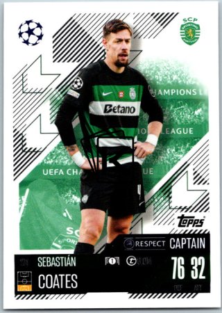 fotbalová kartička 2024-25 Topps Match Attax UEFA Club Competitions 274 Sebastian Coates (Sporting Clube de Portugal)  -  Captain