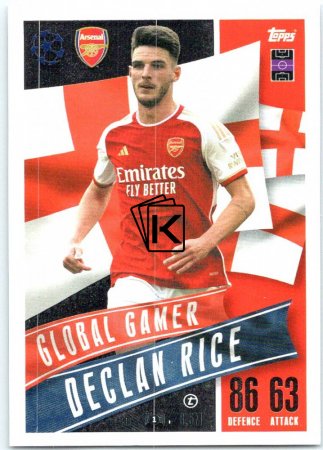 2023-24 Topps Match Attax EXTRA UEFA Club Competition Global Gamer 199 Declan Rice (Arsenal)