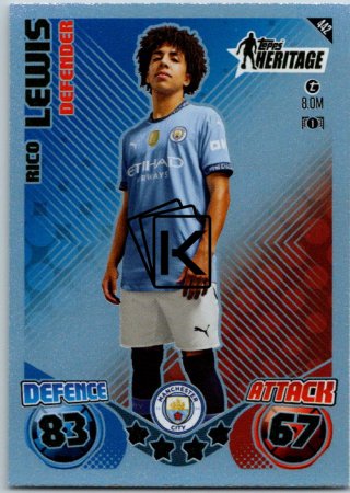 fotbalová kartička 2024-25 Topps Match Attax UEFA Club Competitions Topps Heritage 442 Rico Lewis (Manchester City)