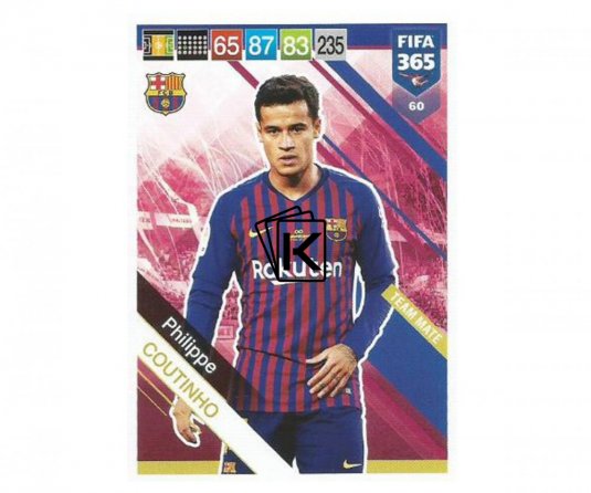 Fotbalová kartička Panini FIFA 365 – 2019 Team Mate 60 Philippe Coutinho FC Barcelona