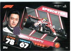 2022 Topps Formule 1Turbo Attax F1 Speedster153 Zhou Guanyu (Alfa Romeo)