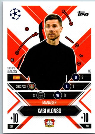 Fotbalová kartička 2024-25 Topps Match Attax EXTRA UEFA Club Competitions Manager Career 119.  Xabi Alonso (Bayer 04 Leverkusen)