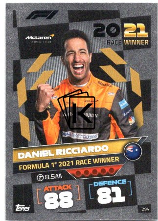 2022 Topps Formule 1Turbo Attax F1 Race Winners 294 Daniel Ricciardo (McLaren)