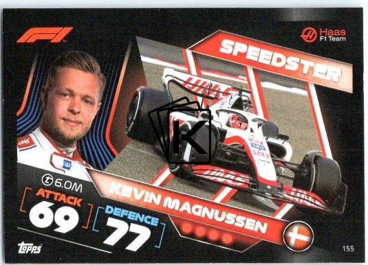 2022 Topps Formule 1Turbo Attax F1 Speedster155 Kevin Magnussen (Haas)