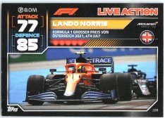 2022 Topps Formule 1Turbo Attax F1 Live Action 2021 208 Lando Norris (McLaren)