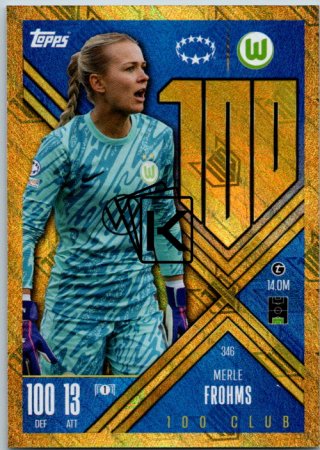 Fotbalová kartička 2024-25 Topps Match Attax EXTRA UEFA Club Competitions 100 Club - UEFA Women's Champions League 346.  Merle Frohms (VfL Wolfsburg)