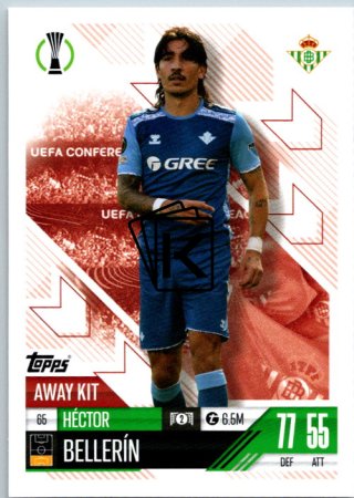 Fotbalová kartička 2024-25 Topps Match Attax EXTRA UEFA Club Competitions Away Kit 65.  Héctor Bellerín (Real Betis Balompié)
