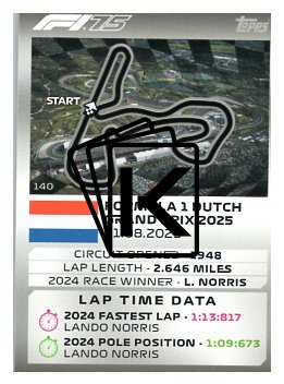 2025 Topps Turbo Attax F1 Track Profiles   140 Circuit Zandvoort