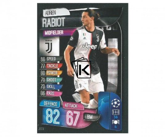 Fotbalová kartička 2019-2020  Topps Champions League Match Attax - Juventus - Adrien Rabiot 9