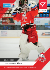 hokejová kartička SportZoo 2021-22 Live L-015 Jakub Sedláček Hc Olomouc