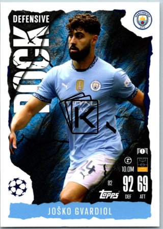 Fotbalová kartička 2024-25 Topps Match Attax EXTRA UEFA Club Competitions Defensive Rock 82 Joško Gvardiol (Manchester City)