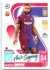 fotbalová kartička 2021-22 Topps Match Attax UEFA Champions League Update New Signing NS13 Memphis Depay FC Barcelona