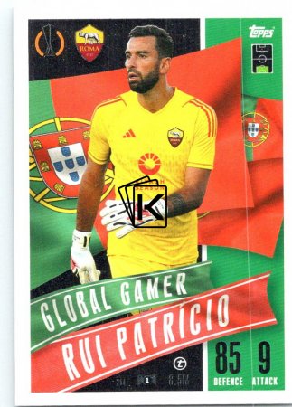 2023-24 Topps Match Attax EXTRA UEFA Club Competition Global Gamer 214 Rui Patricio (AS Roma)