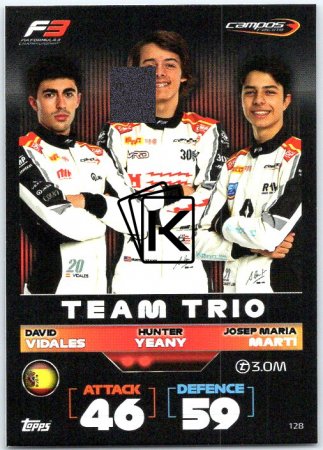 2022 Topps Formule 1 Turbo Attax 128 David Vidales, Hunter Yeany & Josep María Martí (Campos Racing)