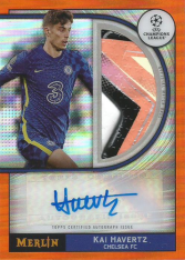 2021-22 Topps Merlin Chrome Kai Havertz Matchball Auto patch 20/25 Orange Refractor