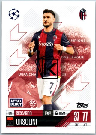 fotbalová kartička 2024-25 Topps Match Attax UEFA Club Competitions 341 Riccardo Orsolini (Bologna FC 1909)  -  Attax Debut