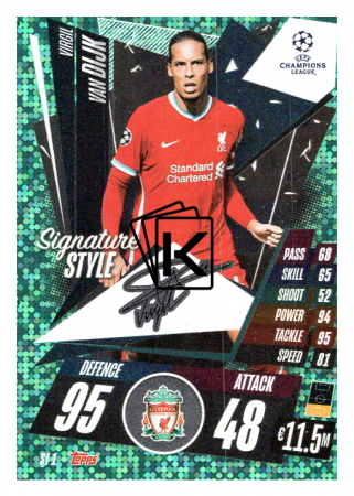 fotbalová kartička 2020-21 Topps Match Attax Champions League Extra Signature Style SI1 Virgil van Dijk Liverpool