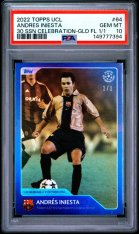 Gradovaná karta 2022 Topps UCL 30 Seasons Celebration Gold Foil #64 Andrés Iniesta 1/1 PSA 10