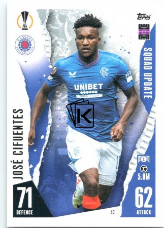 2023-24 Topps Match Attax EXTRA UEFA Club Competition Squad Update 43 José Cifuentes (Rangers FC)