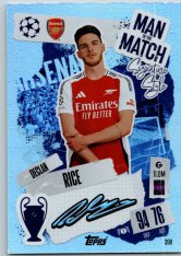 fotbalová kartička 2024-25 Topps Match Attax UEFA Club Competitions Man of the Match Signature Style 398 Declan Rice (Arsenal)
