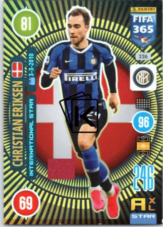 fotbalová karta Panini Adrenalyn XL FIFA 365 2021 International Stars 326 Christian Eriksen Inter Milan