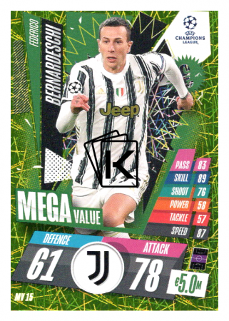 fotbalová kartička 2020-21 Topps Match Attax Champions League Extra Mega Value MV15 Federico Bernardeschi Juventus