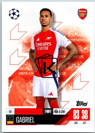 fotbalová kartička 2024-25 Topps Match Attax UEFA Club Competitions  30 Gabriel (Arsenal)