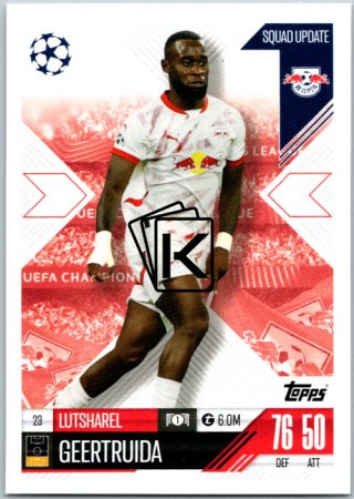 Fotbalová kartička 2024-25 Topps Match Attax EXTRA UEFA Club Competitions Squad Update 23.  Lutsharel Geertruda (RB Leipzig)