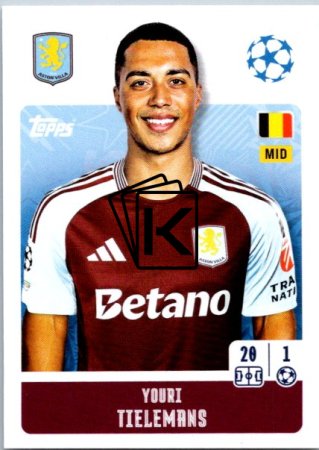 2024-25 Topps Champions League 72 Youri Tielemans (Aston Villa)