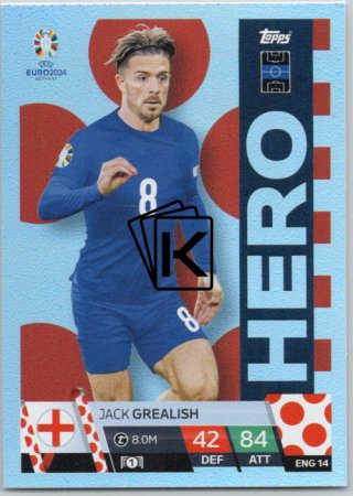 fotbalová karta Topps Match Attax EURO 2024 ENG14 Jack Grealish (England)  -  Hero