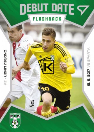 fotbalová kartička 2021-22 SportZoo Fortuna Liga Serie 2 Debute Date Flashback  DF6 Ondřej Lingr MFK Karviná