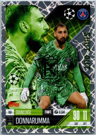 Fotbalová kartička 2024-25 Topps Match Attax EXTRA UEFA Club Competitions Shut Out 188 Gianluigi Donnarumma (Paris Saint-Germain)