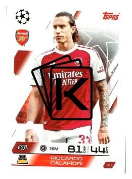 fotbalová kartička 2025-26 Topps Match Attax UCC 33 Riccardo Calafiori (Arsenal)