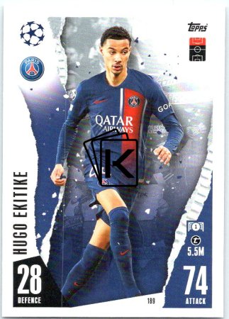 Fotbalová kartička 2023-24 Topps Match Attax UEFA Club Competitions 189	Hugo Ekitike Paris Saint-Germain