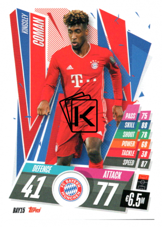fotbalová kartička Topps Match Attax Champions League 2020-21 BAY15 Kingsley Coman Bayern Munchen