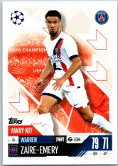 Fotbalová kartička 2024-25 Topps Match Attax EXTRA UEFA Club Competitions Away Kit 75.  Warren Zaïre-Emery (Paris Saint-Germain)
